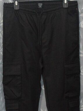 Triumph Tragedy black cargo joggers – Size 32 / M
